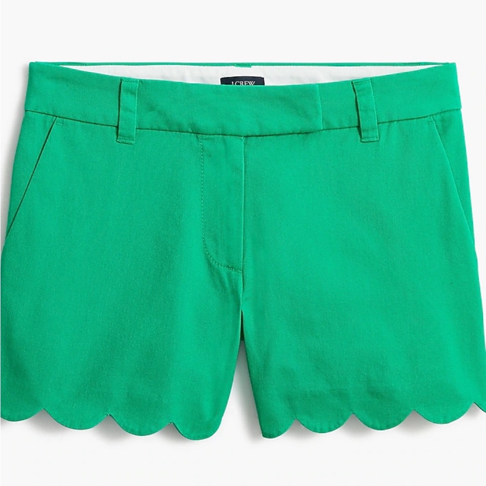 J.Crew NWT Women's Linen Cotton Blend Summer Green Scalloped Hem shorts size 4